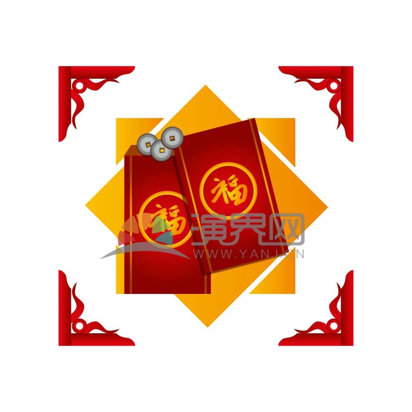 金色福字紅包素材