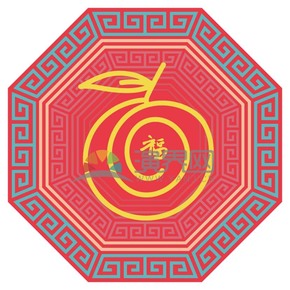 春節(jié)喜慶元素素材極簡(jiǎn)簡(jiǎn)筆畫蘋果壽桃