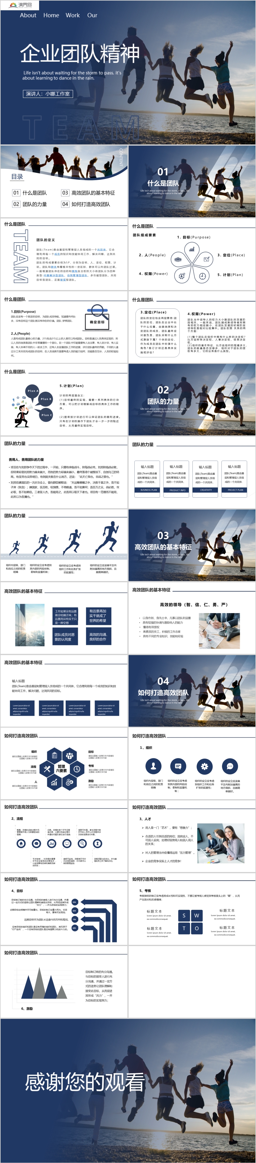 藍(lán)色簡(jiǎn)約企業(yè)團(tuán)隊(duì)精神PPT模板