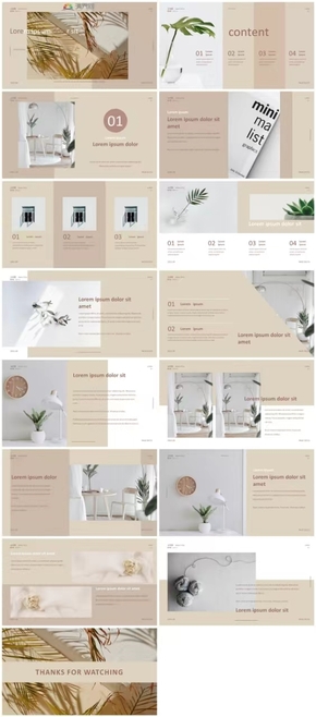  Morandi color, coffee color, work report, simple magazine style, high sense, ppt template