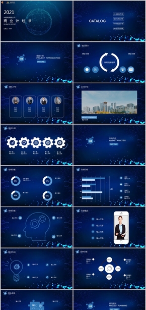 藍(lán)色大氣商業(yè)計(jì)劃書會議演講PPT