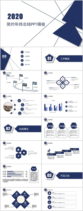 深藍(lán)簡約年終總結(jié)PPT模板