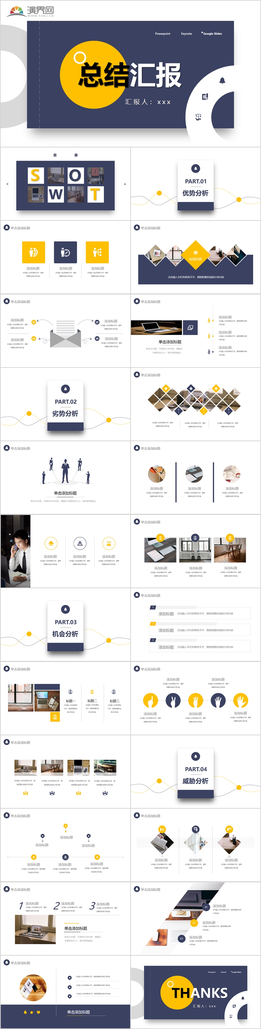 藍(lán)黃白工作總結(jié)計(jì)劃商業(yè)企劃商務(wù)簡約通用PPT模板
