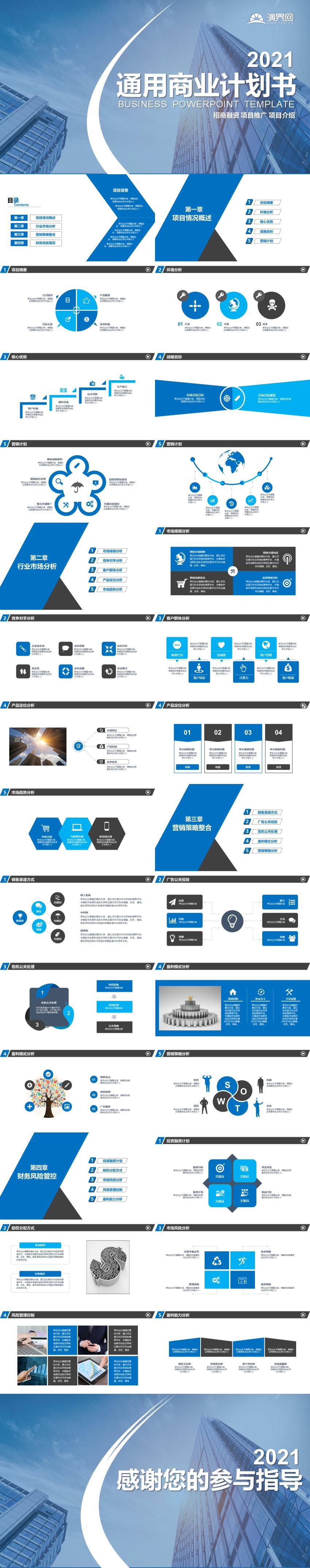 藍(lán)色扁平企業(yè)商業(yè)計(jì)劃書ppt模板