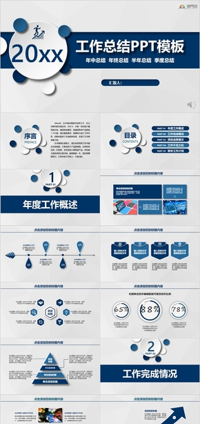 【工作总结ppt模板】毛玻璃设计新年年度工作总结汇报ppt模板下载–演