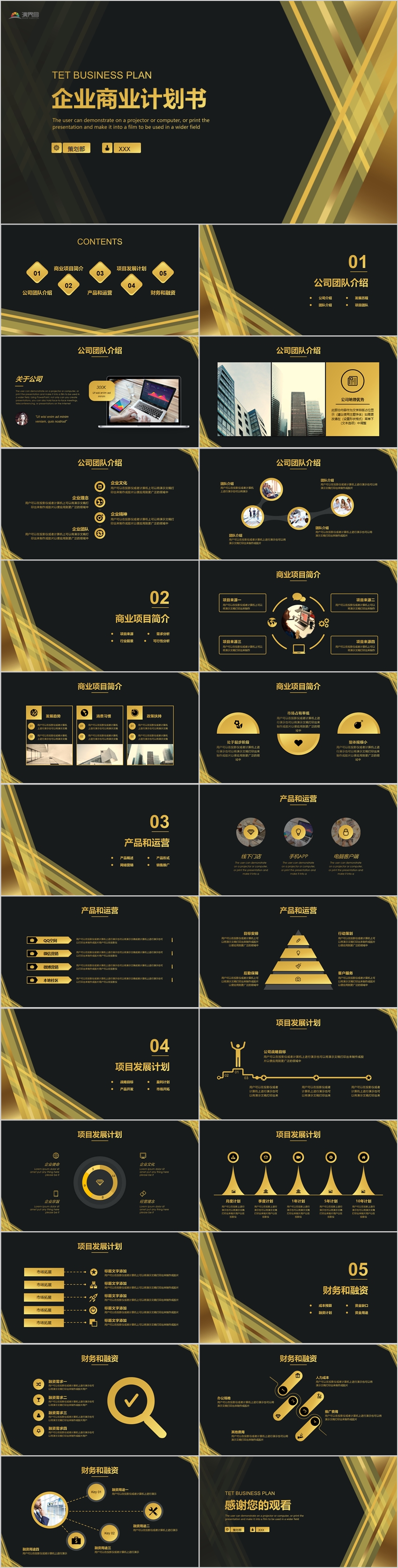 奢华黑金企业宣传介绍商业计划书通用ppt模板