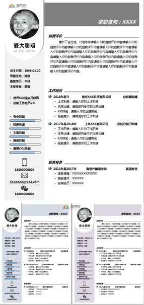 A4單頁-簡約素色簡歷可編輯可打印