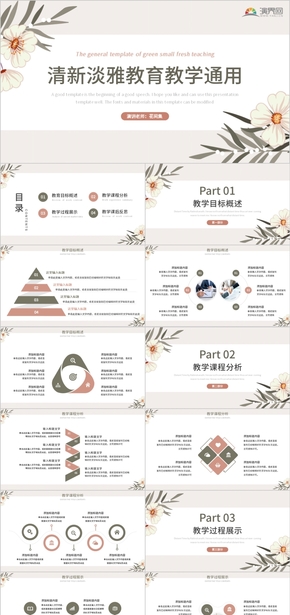 清新植物教育教學通用PPT模板