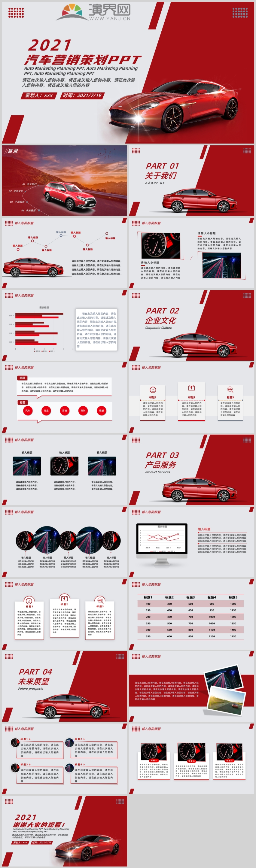 紅色高端商務(wù)風(fēng)汽車營銷策劃PPT模板