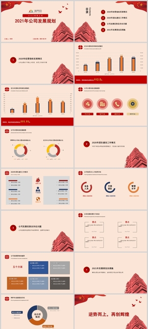 紅黃扁平商務黨政大氣沉穩(wěn)計劃總結(jié)PPT模板