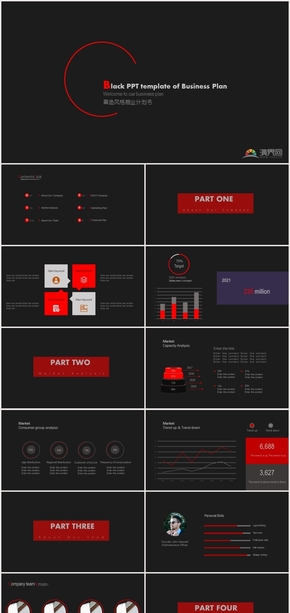 黑紅色系商業(yè)計劃書模板
