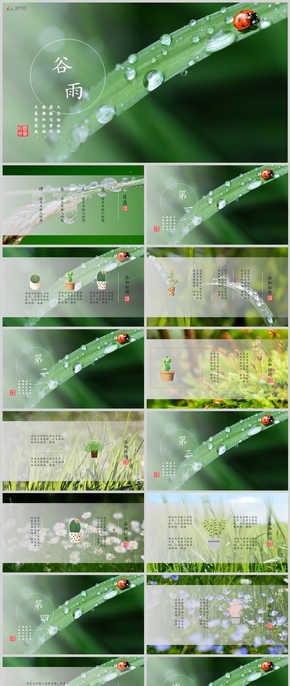 谷雨二十四節(jié)氣清新PPT模板
