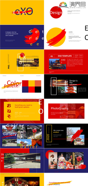  Red and yellow creative photography tourism business plan summary PPT template