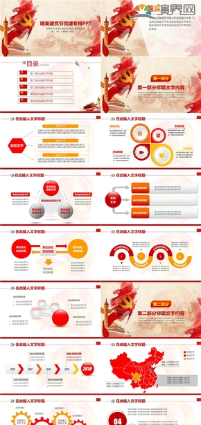 紅色建黨節(jié)黨風黨政黨建百年建黨宣傳教育PPT模板