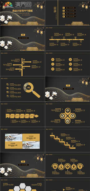  Brown Chinese style retro business summary PPT template