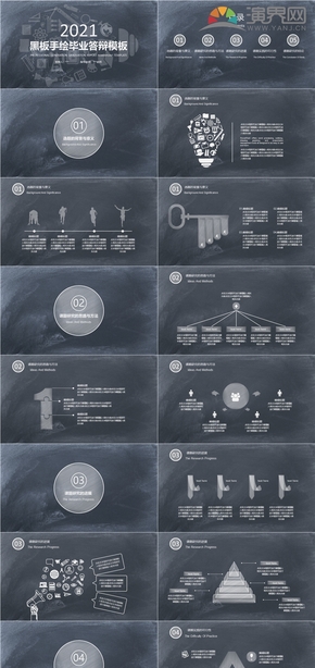 黑板手繪畢業(yè)答辯PPT模板