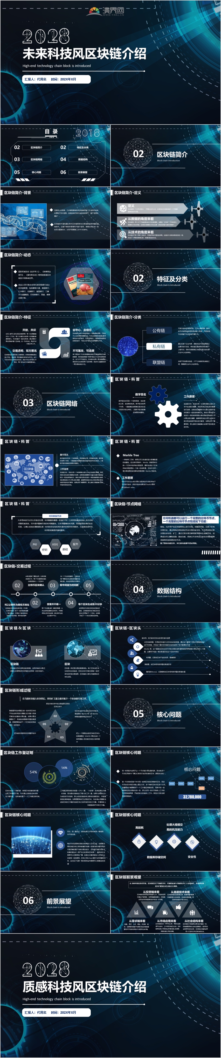 2019未來(lái)科技風(fēng)區(qū)塊鏈介紹可直接使用區(qū)塊鏈模板