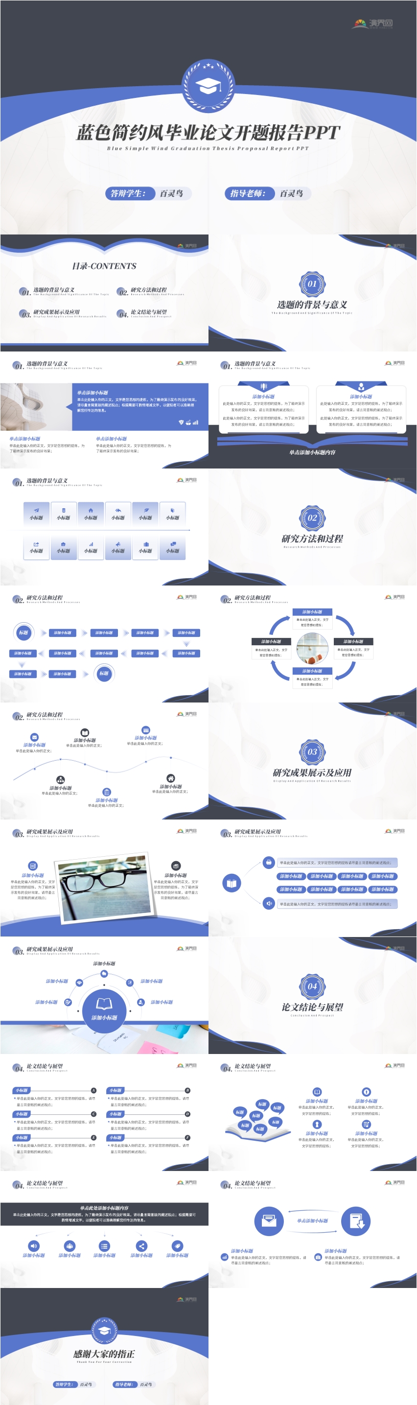 藍色簡約風畢業(yè)論文開題報告PPT