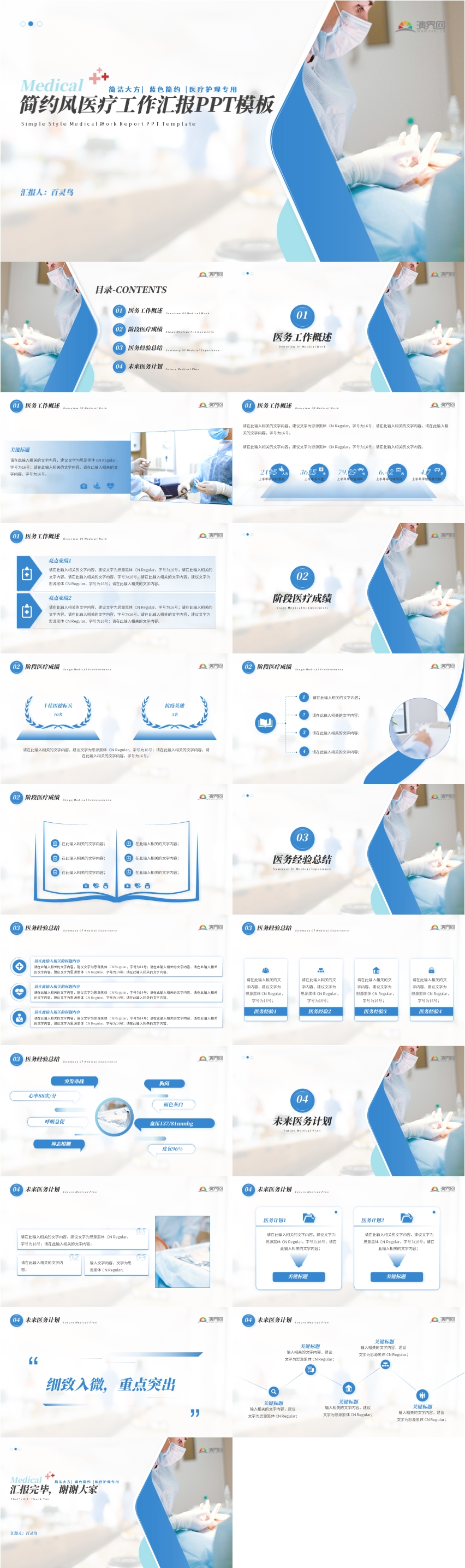 簡約風(fēng)醫(yī)療工作匯報PPT模板
