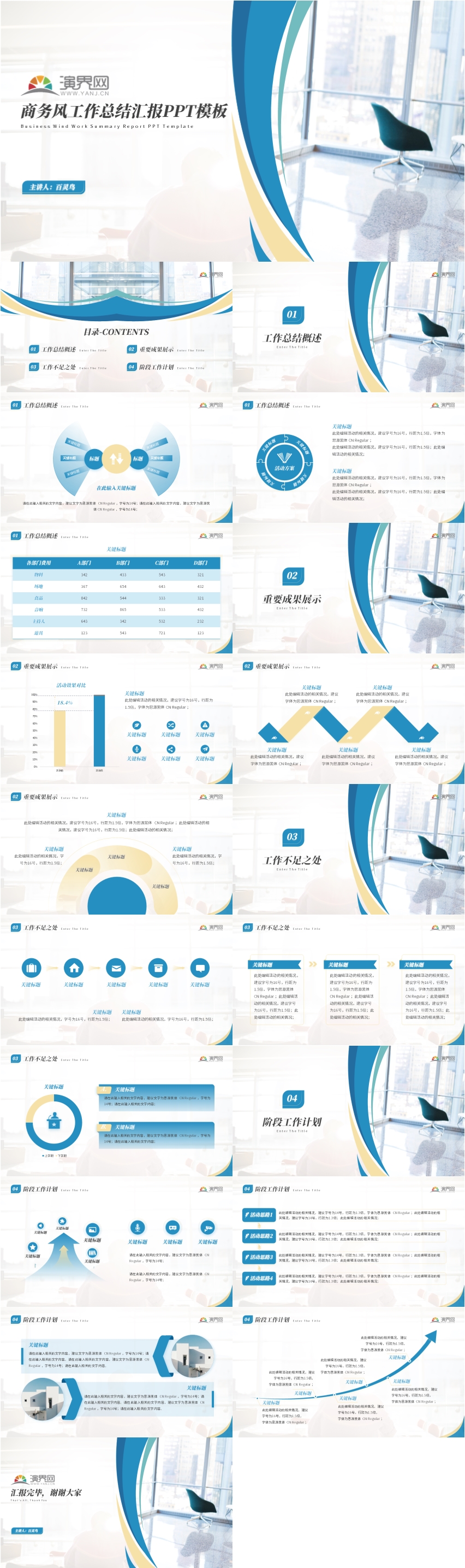商務風工作總結匯報PPT模板