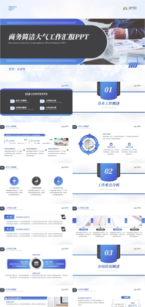 商務簡潔大氣工作匯報PPT