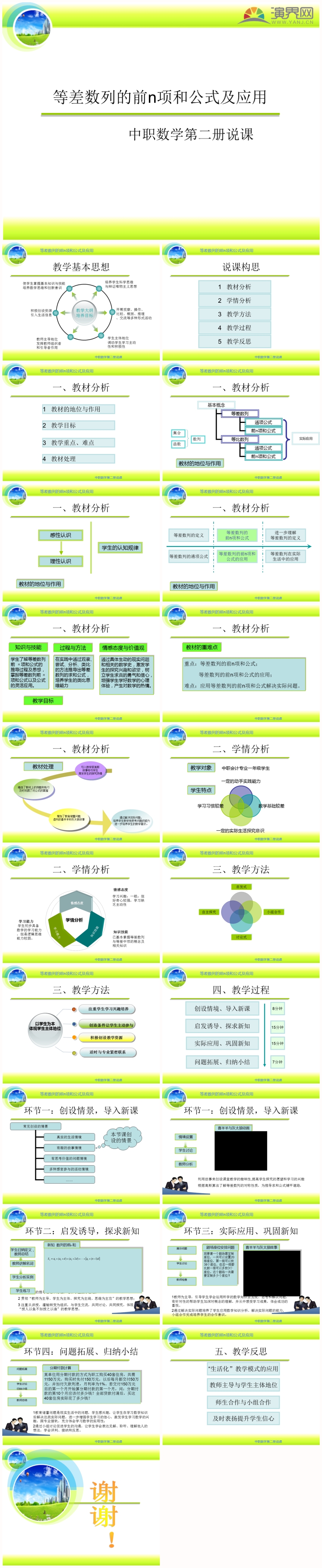 綠色教育數(shù)學(xué)等差數(shù)列的前n項(xiàng)和公式及其應(yīng)用說(shuō)課