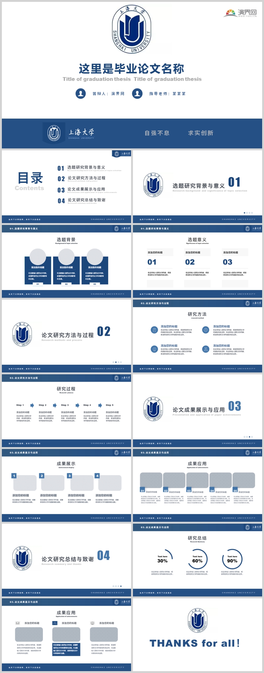 藍(lán)色畢業(yè)論文答辯模板上海大學(xué)