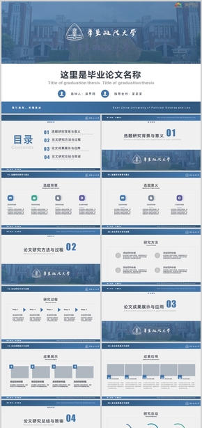 藍色畢業(yè)論文答辯模板華東政法大學(xué)