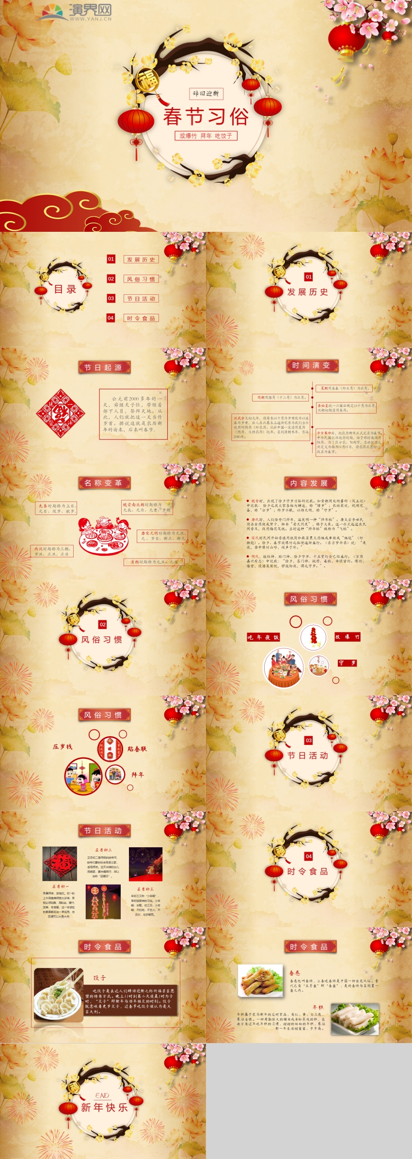 中國(guó)風(fēng)春節(jié)習(xí)俗PPT模板
