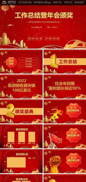 2022喜慶紅色大氣年終總結暨新年計劃PPT模板