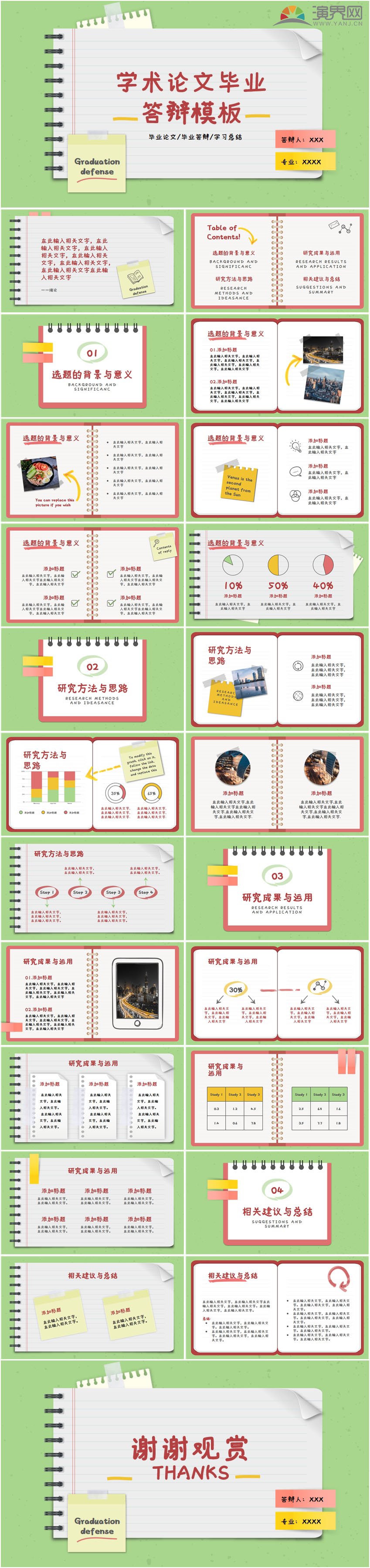 綠色卡通可愛手繪畢業(yè)論文學(xué)術(shù)論文校園分享畢業(yè)答辯中文PPT模板