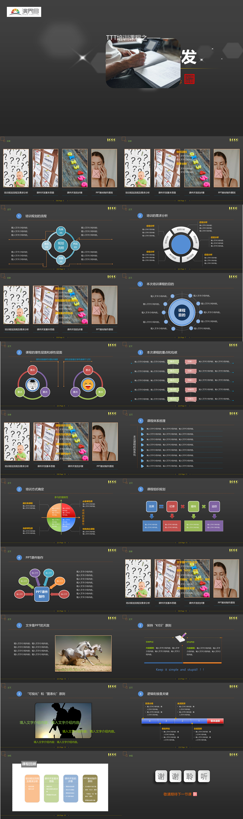 深色背景商務(wù)風TTT系列課程模板~課程開發(fā)