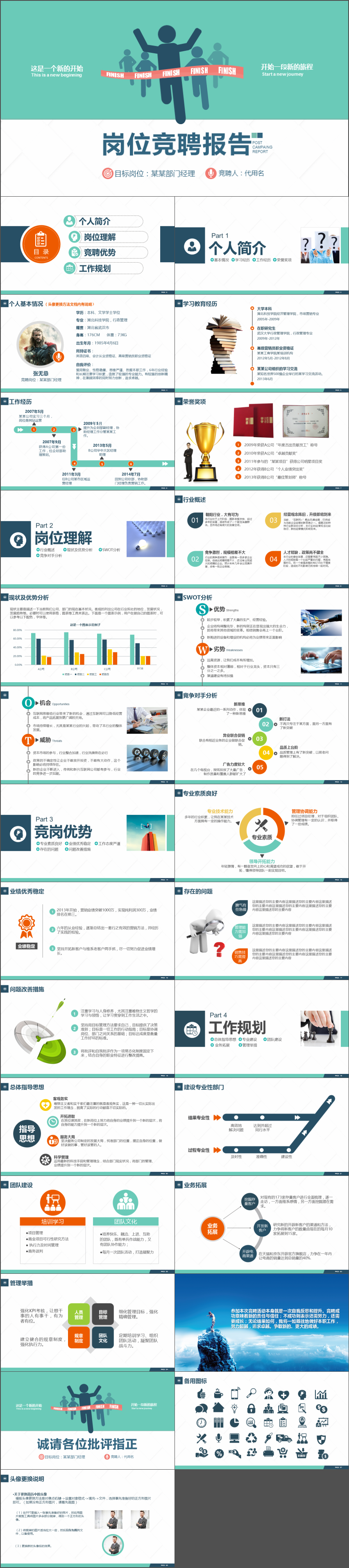 創(chuàng)意奔跑開場崗位競聘PPT模板