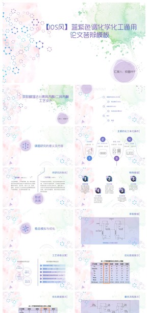 【IOS風】藍紫色調化學化工通用論文答辯模板