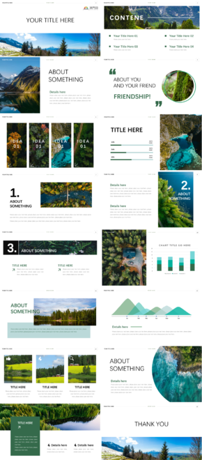 綠色風(fēng)景旅游通用匯報PPT模板