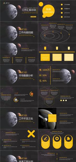 工作匯報總結星空ppt模板