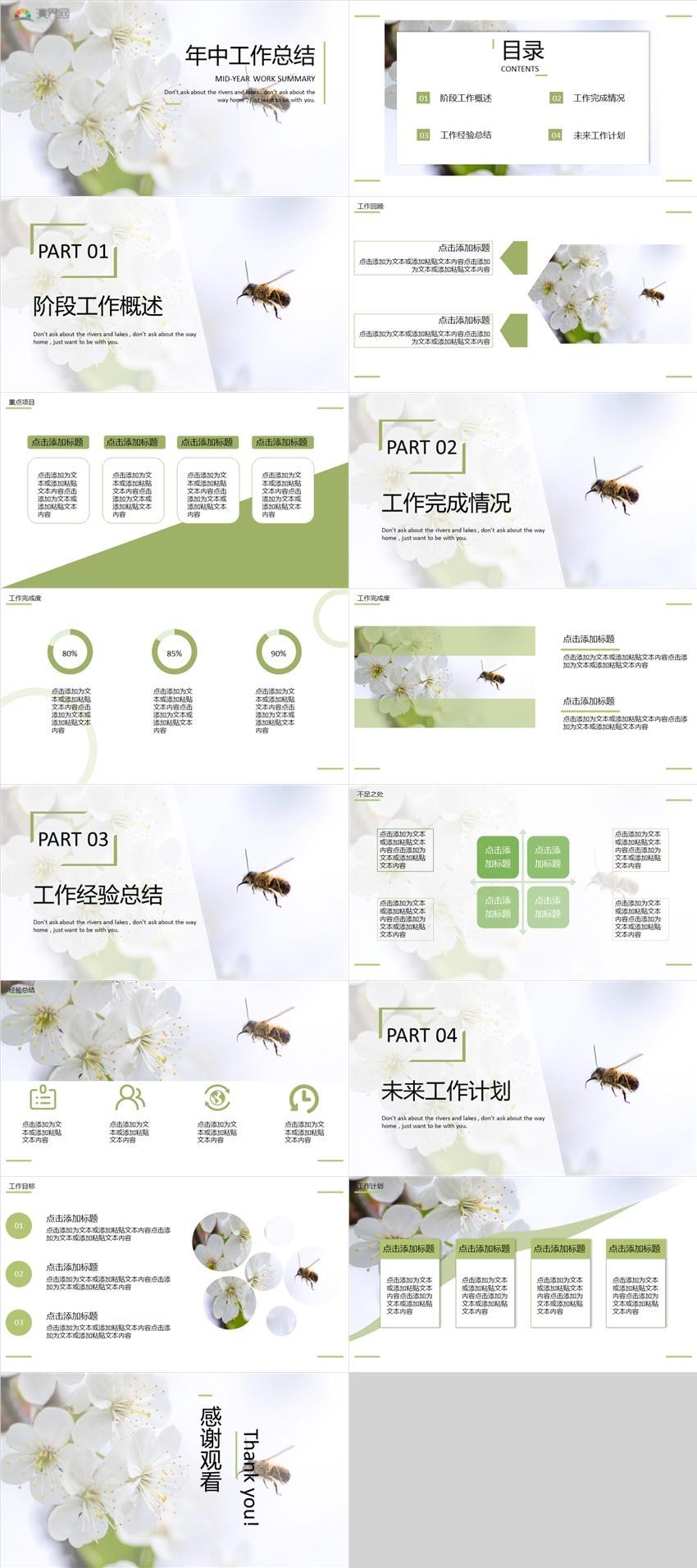 年中工作總結(jié)綠色PPT模板