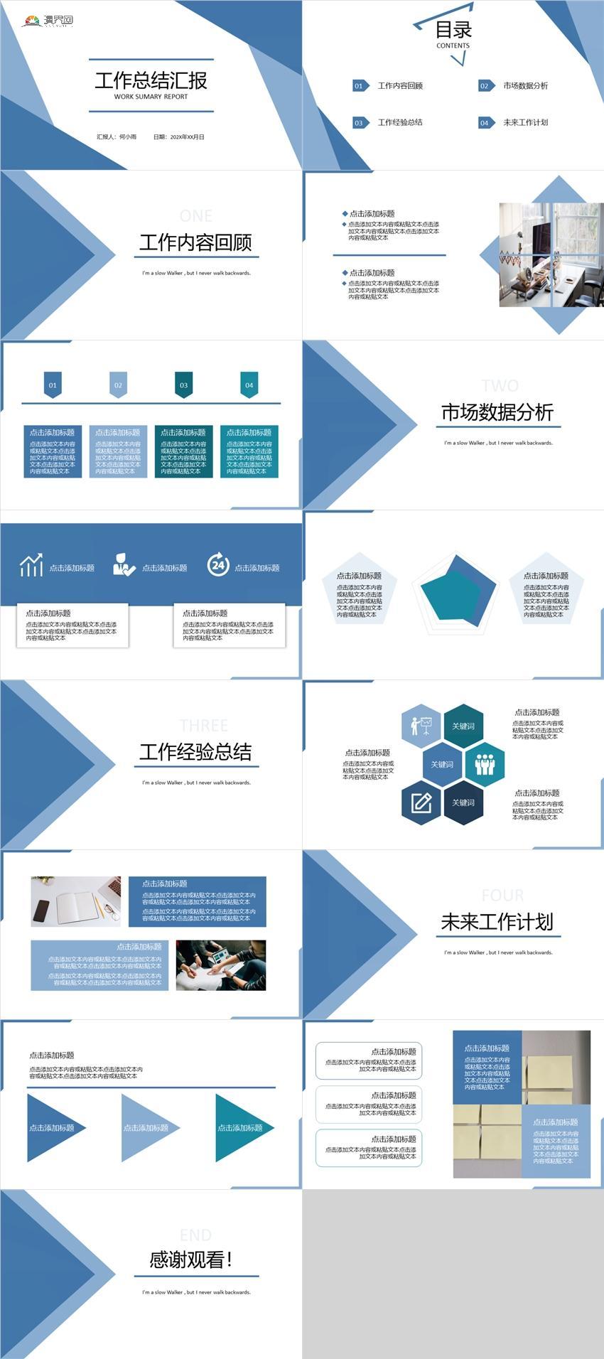 工作總結(jié)匯報藍灰色PPT模板