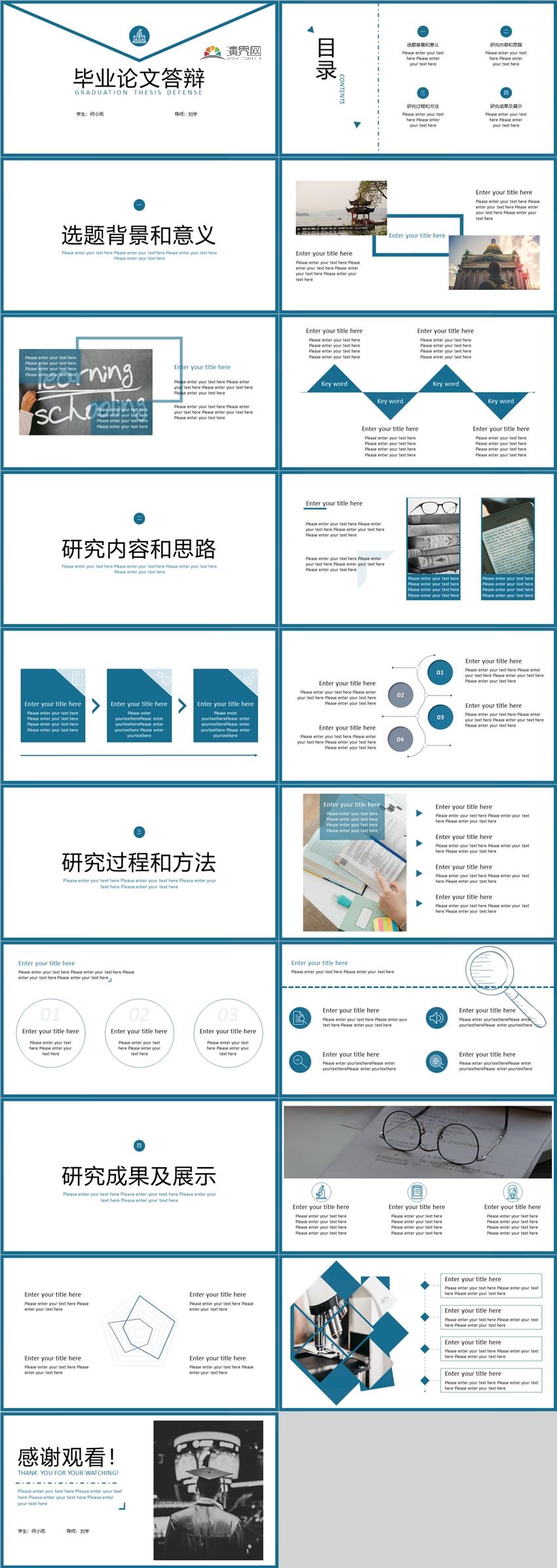 畢業(yè)論文答辯藍(lán)色簡(jiǎn)約風(fēng)PPT模板