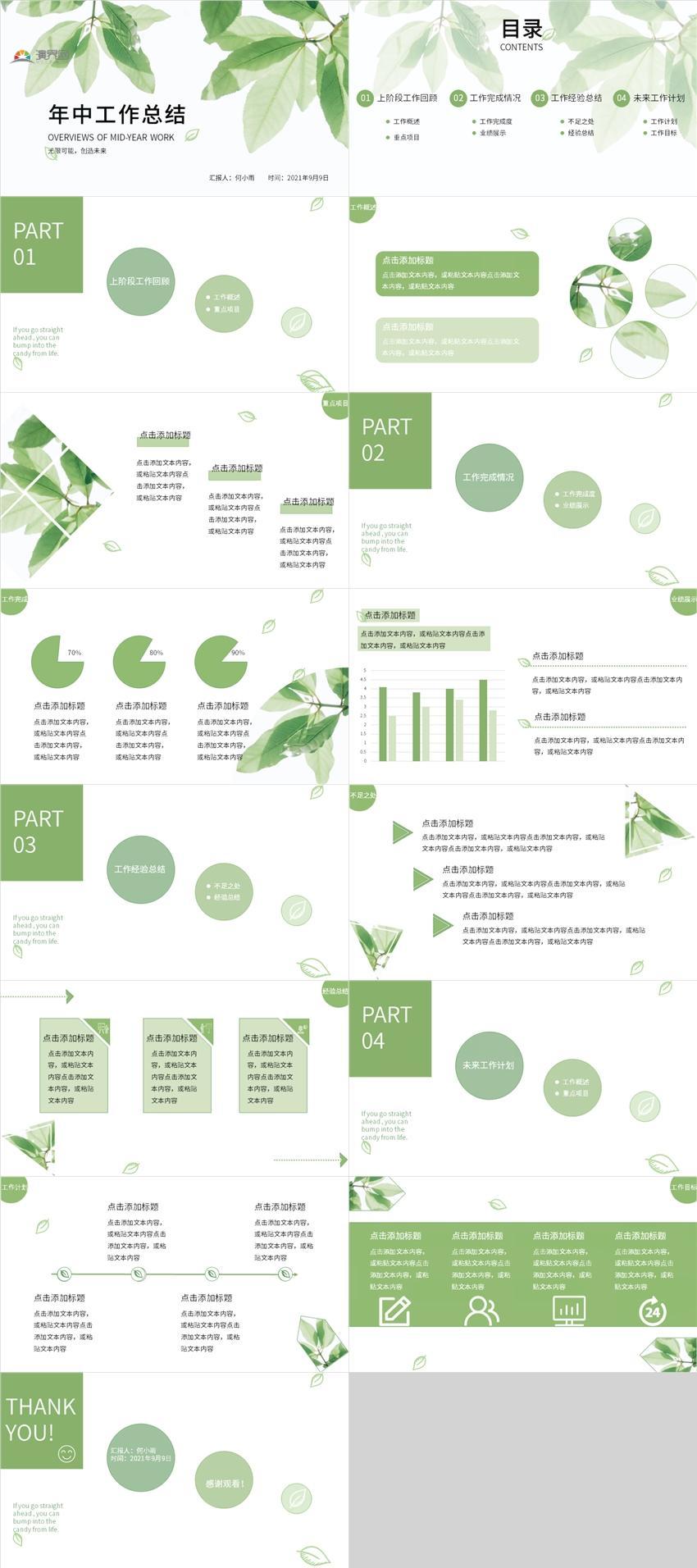 年中工作總結(jié)綠色PPT模板