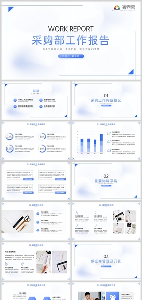 藍色簡約商務風部門工作總結(jié)計劃PPT模板