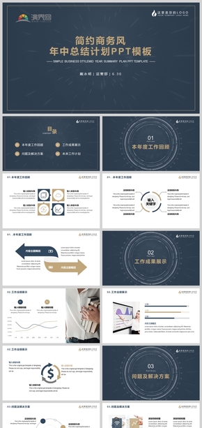 深藍簡約商務風年終總結(jié)計劃工作匯報PPT模板