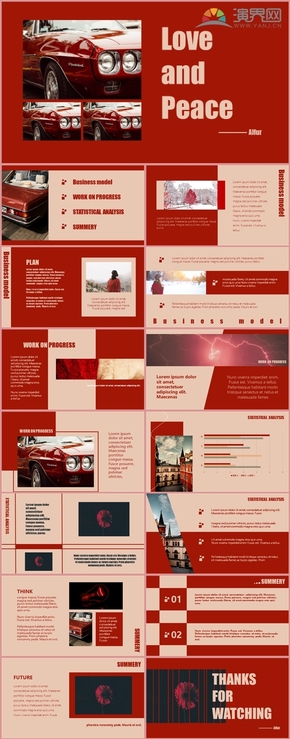  Red high-level business report summary introduction PPT