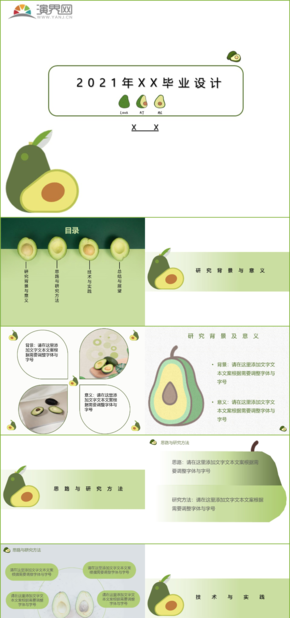 牛油果色畢業(yè)設(shè)計PPT模板