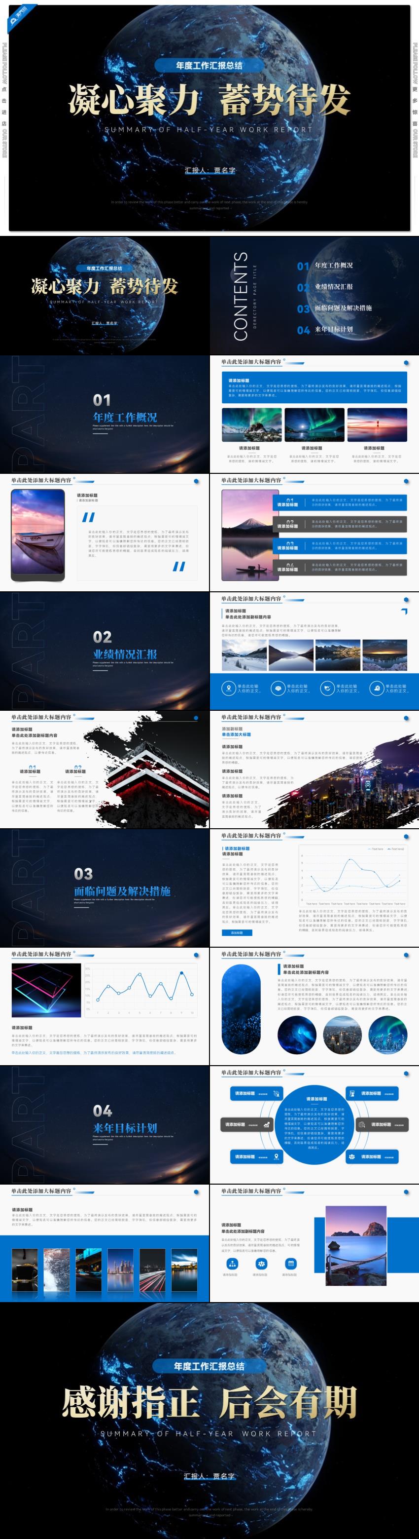 藍(lán)色星球年度工作匯報(bào)總結(jié)年終報(bào)告PPT模板