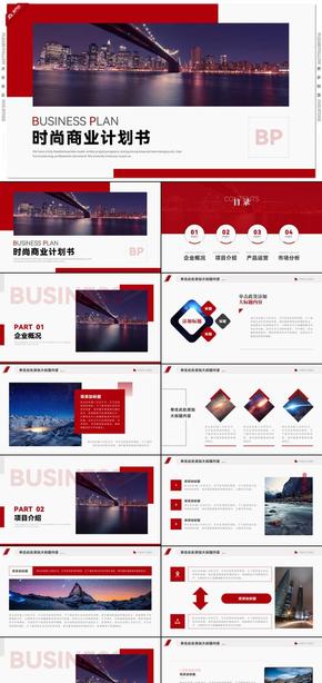 紅色時尚商務風品牌推廣路演商業(yè)計劃書PPT模板