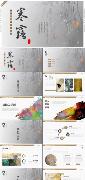 黄色中国风寒露节气传统文化介绍PPT模板