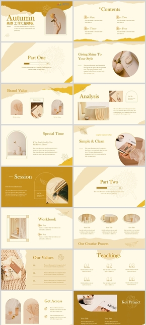莫蘭迪色秋日高雅工作匯報PPT模板