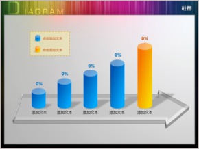 立體箭頭透明圓柱形圖PPT圖表