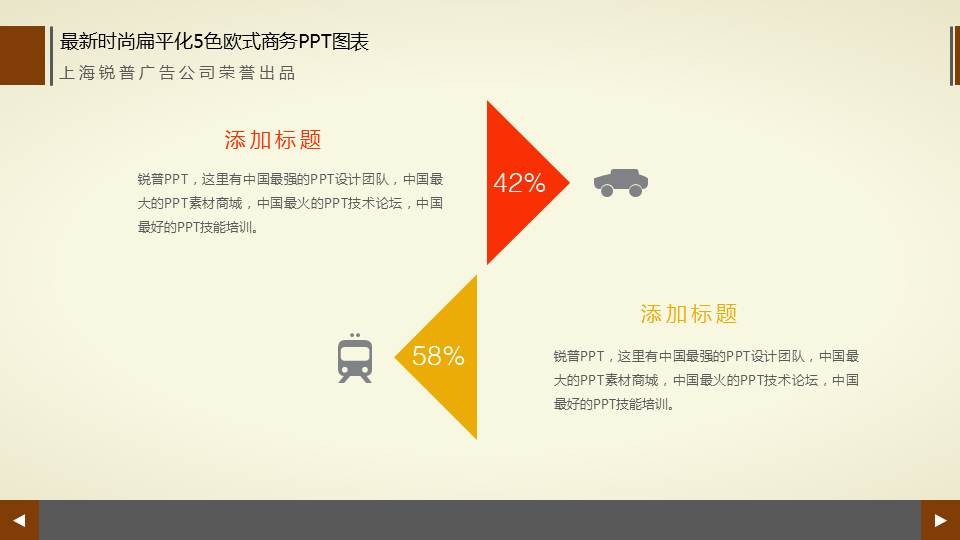 最新时尚扁平化5色欧式商务ppt图表tj000138